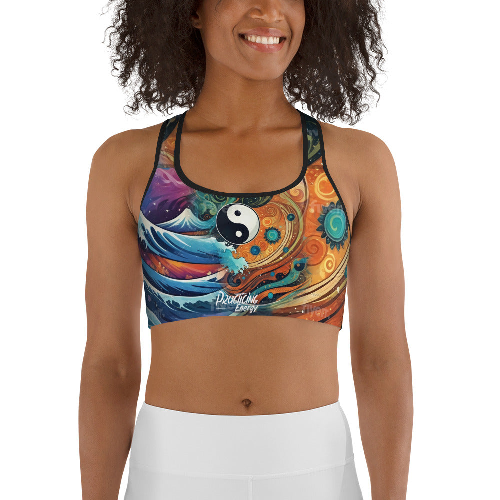 Flowing Energy Non-Padded Sports Bra - Yin and Yang Mindful Design