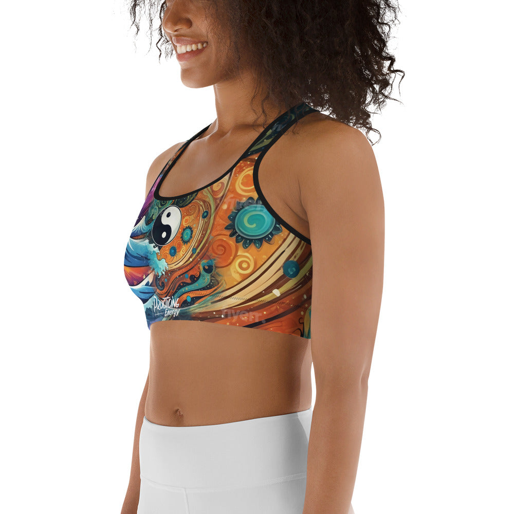 Flowing Energy Non-Padded Sports Bra - Yin and Yang Mindful Design